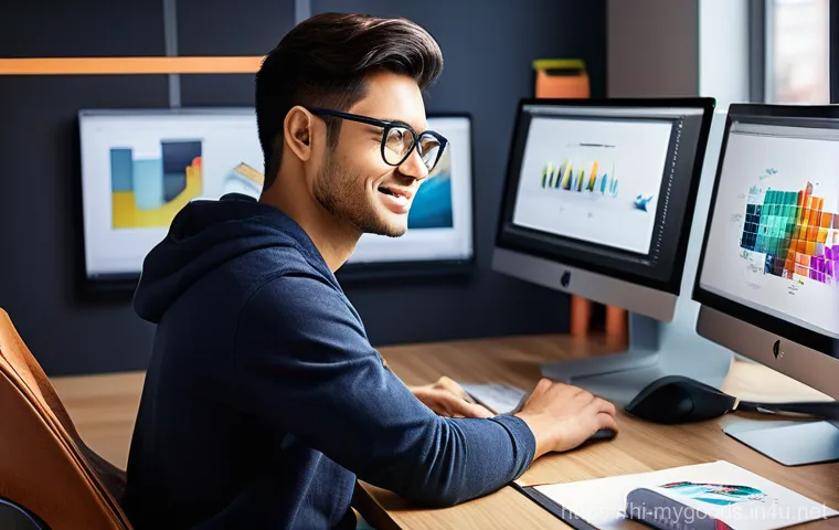 굿즈 제작 시 필수 해상도 가이드 - **Prompt 1: Professional Designer Crafting High-Resolution Merchandise**
"A talented young graph...