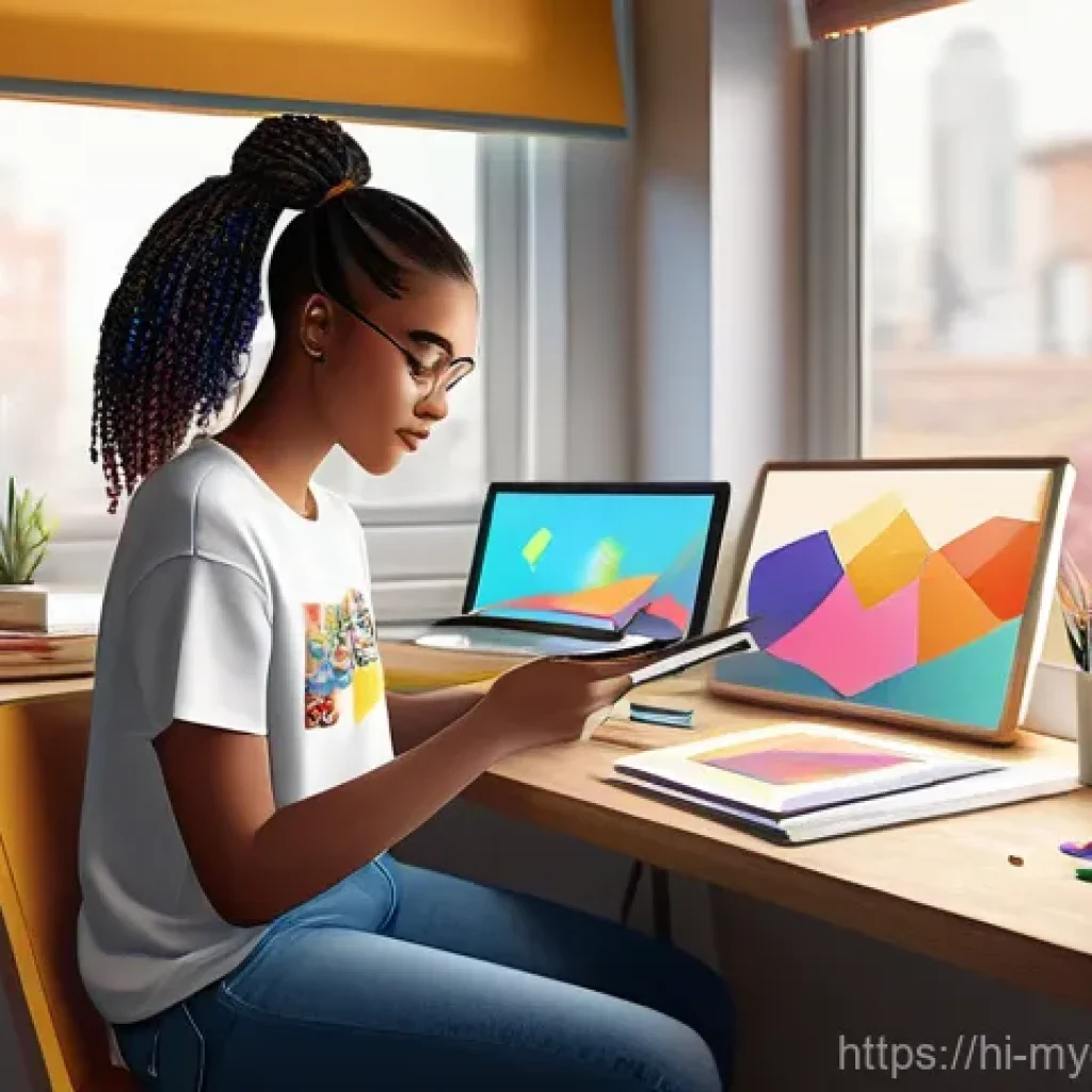 굿즈 제작 가능한 사이트 비교 - **Prompt 1: "A young, diverse female artist in her brightly lit home studio, wearing a comfortable b...